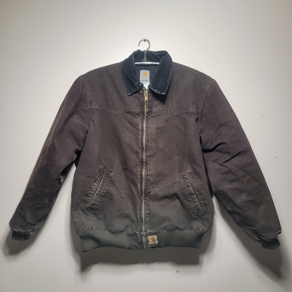 Vtg Carhartt J14 DKB Mens XL Tall Brown Canvas Faded Insulated Santa Fe Jacket